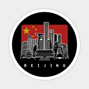 Beijing China Skyline Chinese Flag Magnet